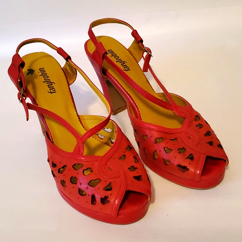 Farylrobin red leather shoes, size 11